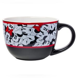 Disney Classic Minnie Rocks The Dots All Over Faces Ceramic Soup Mug, 24 oz NEW